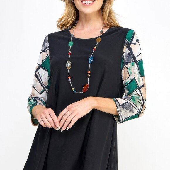 Colorblock Round Neck Top - Picture 1 of 6